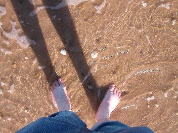 Paddling in the sea